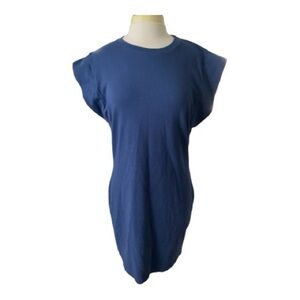 Sundry Statement Shoulder Deep Blue  Dress